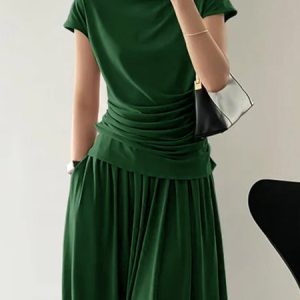 Short Sleeve Plain Regular Fit Casual T-Shirt, Tees, color:Green|size:XXL, Stylewe