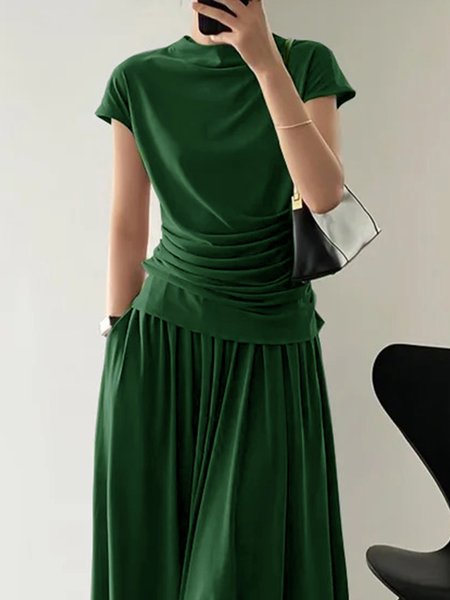 Short Sleeve Plain Regular Fit Casual T-Shirt, Tees, color:Green|size:XXL, Stylewe
