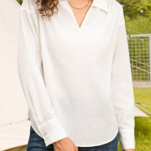 Plain Shift Long Sleeve Shirt & Top, Blouses & Shirts, Roselinlin - Online Catalog