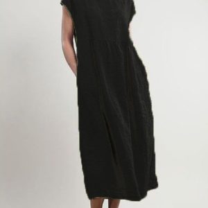 Women Cotton Casual Crew Neck Casual Solid Linen Weaving Dress, Maxi Dresses, Roselinlin - Online Catalog