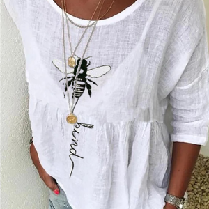 Printed 3/4 Sleeve Casual Top, Blouses & Shirts, Roselinlin - Online Catalog
