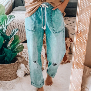 Blue Denim Casual Jeans, Pants, Roselinlin - Online Catalog