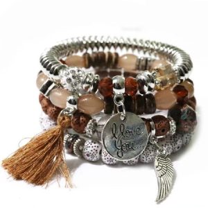 Women Boho Plain All Season Metal Holiday Crystal Chain Bracelets Bracelets, Accessories, color:Coffee, catalog Noracora shop