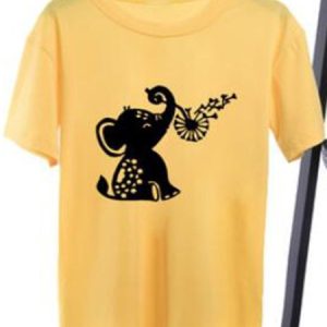 Vintage Short Sleeve Statement Elephant Dandelion Printed Crew Neck Casual Top, Tees & T-shirts, Roselinlin - Online Catalog