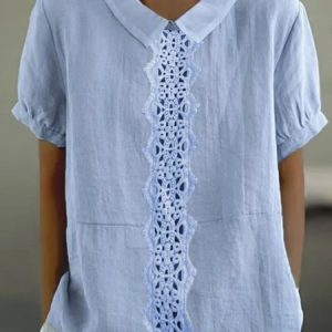 Plain Cotton Shawl Collar Linen Blouse, Blouses & Shirts, Roselinlin - Online Catalog