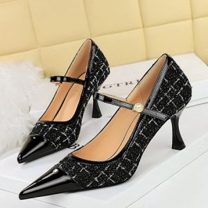 Elegant Color Block Mary Jane Stiletto Heel Pumps, Heels, color:Black|size:40, Stylewe