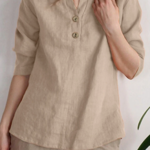 Casual Notched Loose Blouse, Blouses & Shirts, Roselinlin - Online Catalog