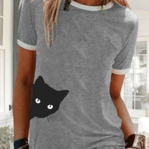 Printed Cotton Casual T-Shirt Top, Tees & T-shirts, Roselinlin - Online Catalog