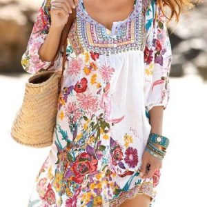 Half Sleeve Shift Women Dress, Midi Dresses, Roselinlin - Online Catalog