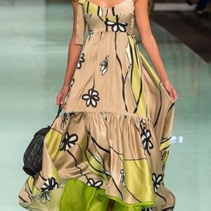 Vacation Spaghetti Floral Loosen Maxi Dress, Maxi Dresses, color:As Picture|size:XXL, Stylewe