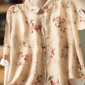 Loose Shirt Collar Casual Abstract Blouse, Blouses & Shirts, Roselinlin - Online Catalog