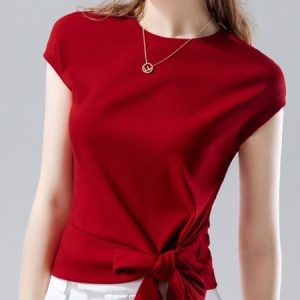 Regular Fit Crew Neck Casual T-Shirt, Tees, color:Red|size:XXL, Stylewe