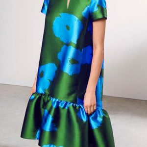 Loose V Neck Floral Elegant Dress, Midi Dresses, color:As Picture|size:XXL, Stylewe
