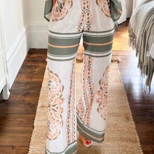 Floral Casual High Waist Fashion Wide leg Pants, Pants, color:As Picture|size:XXL, Stylewe