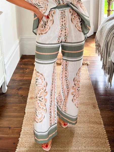 Floral Casual High Waist Fashion Wide leg Pants, Pants, color:As Picture|size:XXL, Stylewe