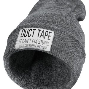 Duct Tape It Can't Fix Stupid But It Can Muffle The Sound Funny Letters Beanie Hat, Hats, Lilicloth.com