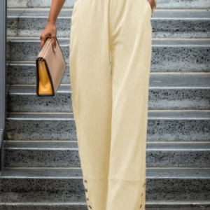 Casual Cotton-Blend Plain Loose Pants, Pants, Roselinlin - Online Catalog