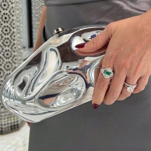 Sculpture Concave Design Acrylic Clutch Bag, Bags, color:Silver|size:One-size, Stylewe