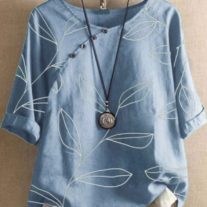 Crew Neck Half Sleeve Plants Shirt & Top, Blouses & Shirts, Roselinlin - Online Catalog