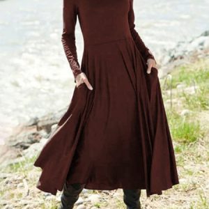 Plain Long Sleeve Casual Dress, Maxi Dresses, Roselinlin - Online Catalog