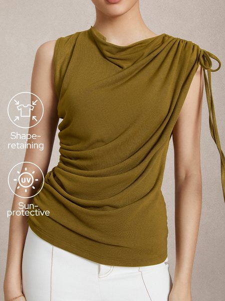 Non-Deforming Pleated Tee, Tees, color:As Picture|size:XXL, Stylewe