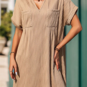 Casual Notched Plain Loose Dress With No, Midi Dresses, Roselinlin - Online Catalog