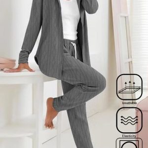 Casual Loose jacquard Hoodie Two-Piece Set, Suits, Roselinlin - Online Catalog