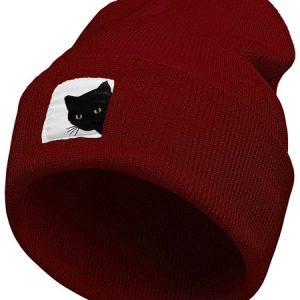 Funny Animal Cat Graphic Beanie Hat, Women's Hats, Lilicloth.com