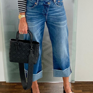 Plain Loose Urban Jeans Denim Straight pants, Jeans, color:Denim Blue|size:XXL, Stylewe