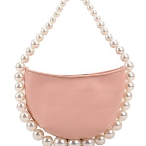 Elegant Faux Pearl Beaded Handbag, Bags, color:Pink|size:One-size, Stylewe