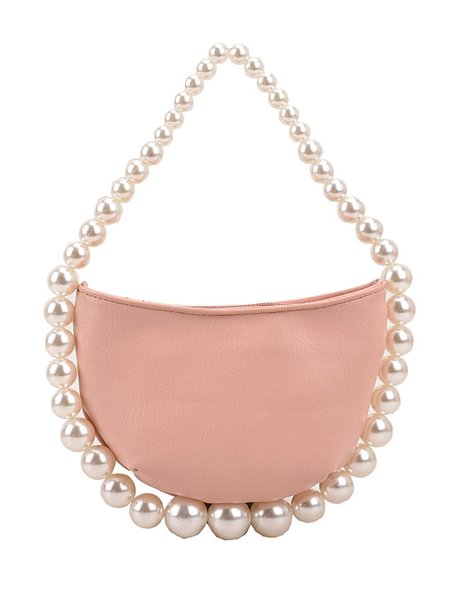 Elegant Faux Pearl Beaded Handbag, Bags, color:Pink|size:One-size, Stylewe