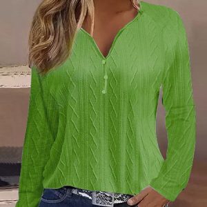 Casual Plain V Neck Long Sleeve T-shirt, T-shirts, color:Green|size:XXL, catalog Noracora shop