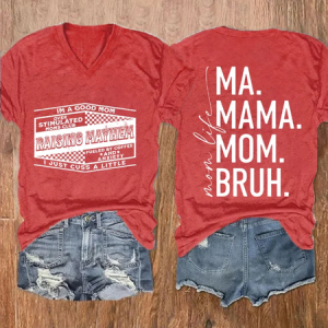 Women'S Raising Mayhem Mom Life Print Casual T-Shirt, T-shirts, Lilicloth.com