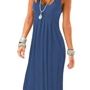 Annychloe Casual Loose Solid Pleated Dress, Midi Dresses, Roselinlin - Online Catalog