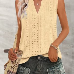Casual Lace Square Neck Loose Tank Top, Tank Tops & Camis, Roselinlin - Online Catalog
