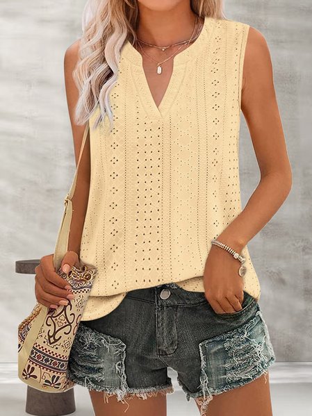 Casual Lace Square Neck Loose Tank Top, Tank Tops & Camis, Roselinlin - Online Catalog