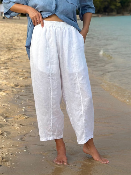 Plain Loose Vacation Pants, Pants, Roselinlin - Online Catalog