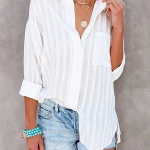 Casual 3/4 Sleeve Cotton-Blend Blouse, Blouses & Shirts, Roselinlin - Online Catalog