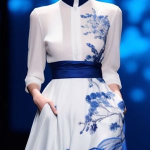 Elegant Regular Fit Floral Stand Collar Blouse, Blouses and Shirts, color:Blue|size:XXL, Stylewe
