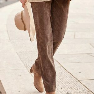 Loose Plain Casual Suede Pants, Pants, Roselinlin - Online Catalog