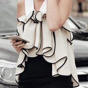Color Block V Neck Flowy Ruffle Sleeveless Shirt, Blouses and Shirts, color:As Picture|size:XXL, Stylewe