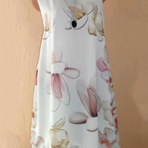 Women Casual Daily Crew Neck Sleeveless Floral-Print Comfy Dress, Midi Dresses, Roselinlin - Online Catalog