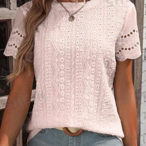 Casual Crew Neck Plain Loose Shirt, Tees & T-shirts, Roselinlin - Online Catalog