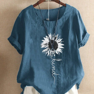 Blue Cotton Casual Top, Tees & T-shirts, Roselinlin - Online Catalog