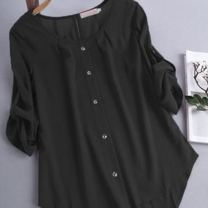 3/4 Sleeve Solid Casual Crew Neck Women Blouse, Blouses & Shirts, Roselinlin - Online Catalog