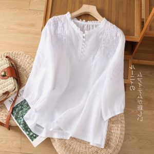 Casual Cotton And Linen Blouse, Blouses & Shirts, Roselinlin - Online Catalog