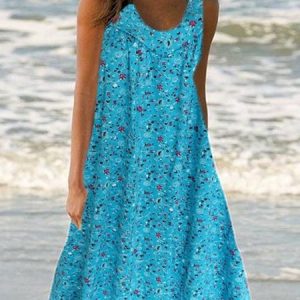 Floral Print Beach Women Summer Midi Dress, Midi Dresses, Roselinlin - Online Catalog