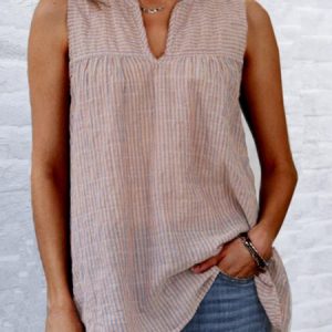 Sleeveless Casual V Neck Blouse, Blouses & Shirts, Roselinlin - Online Catalog