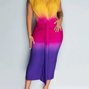Tight Urban Ombre Sleeveless Midi Dress, Midi Dresses, color:As Picture|size:XXL, Stylewe