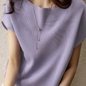 Daily Plain Urban Crew Neck Loose Shirt, Blouses and Shirts, color:Light Purple|size:XL, Stylewe